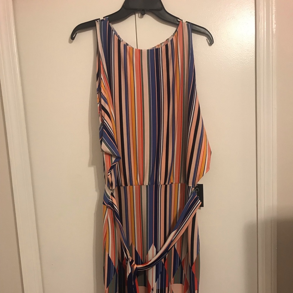 Summer dress multi color with belt/ never worn